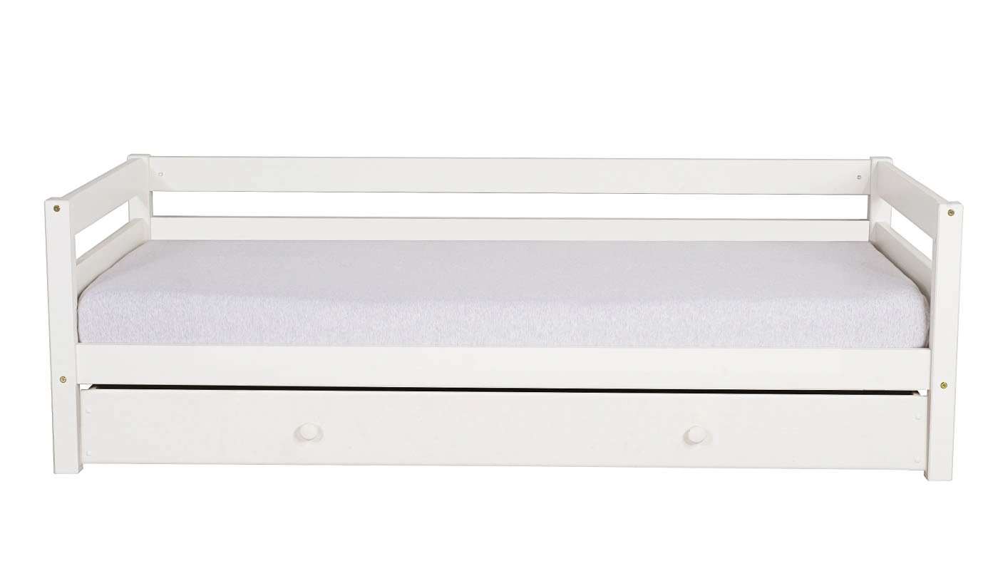 מיטת ילדים מיקה עם ארגז רוחב 80 ס"מ | עם מעקה אחורי